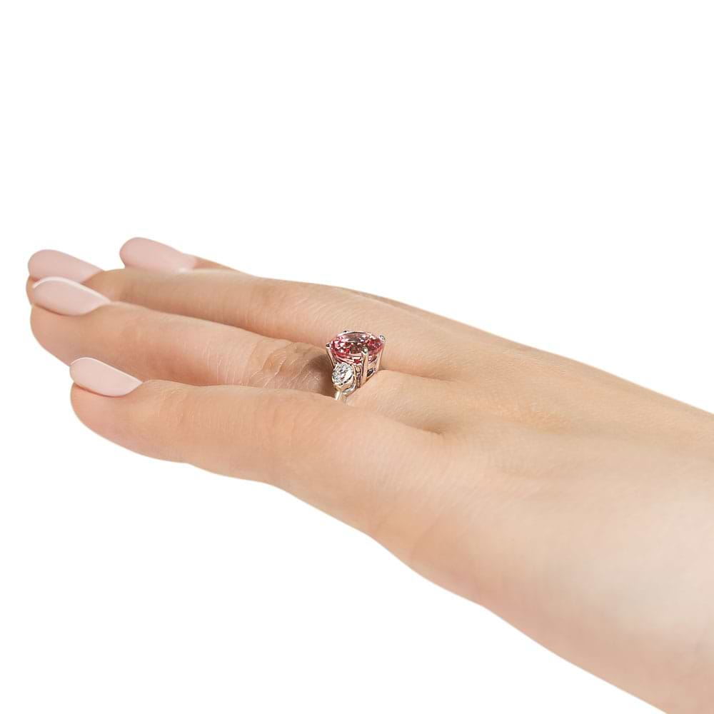 Shown with 2ct Lab Grown Champagne Pink Sapphire in 14k White Gold