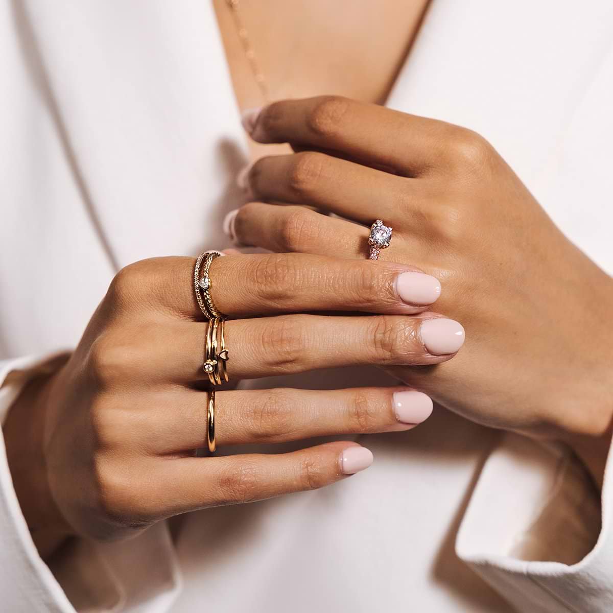 Diamond accented band in recycled 10K rose gold | fashion band wedding band Diamond accented band in recycled 10K rose gold