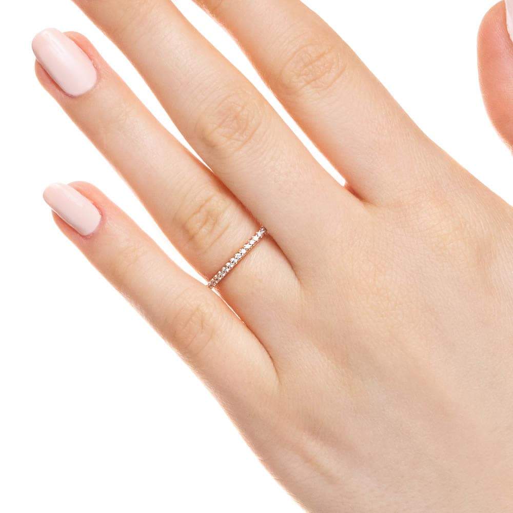 Diamond accented band in recycled 10K rose gold | fashion band wedding band Diamond accented band in recycled 10K rose gold