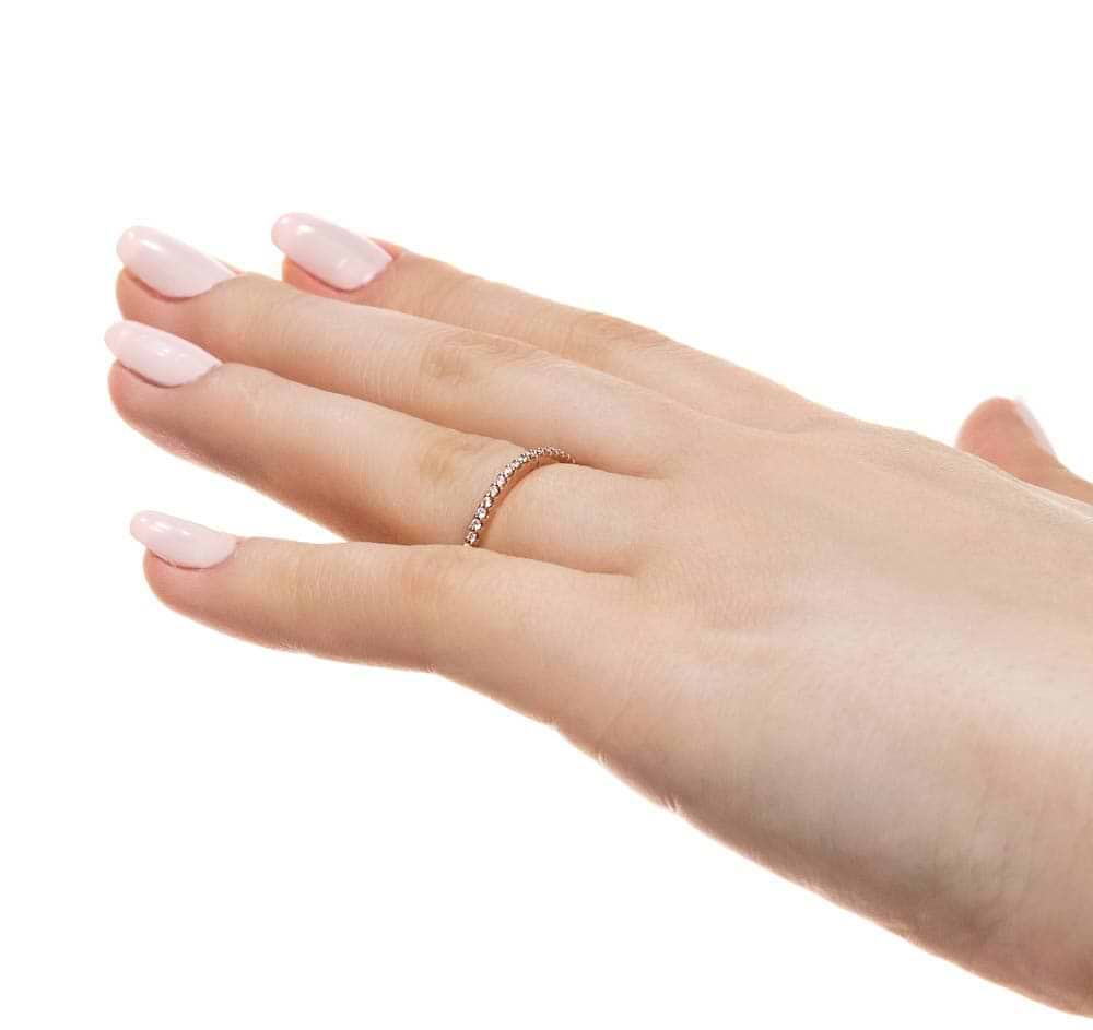 Diamond accented band in recycled 10K rose gold | fashion band wedding band Diamond accented band in recycled 10K rose gold