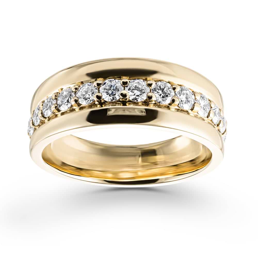 Shown in 14k Yellow Gold|Beautiful diamond accented fashion ring with round cut lab grown diamonds in 14k yellow gold
