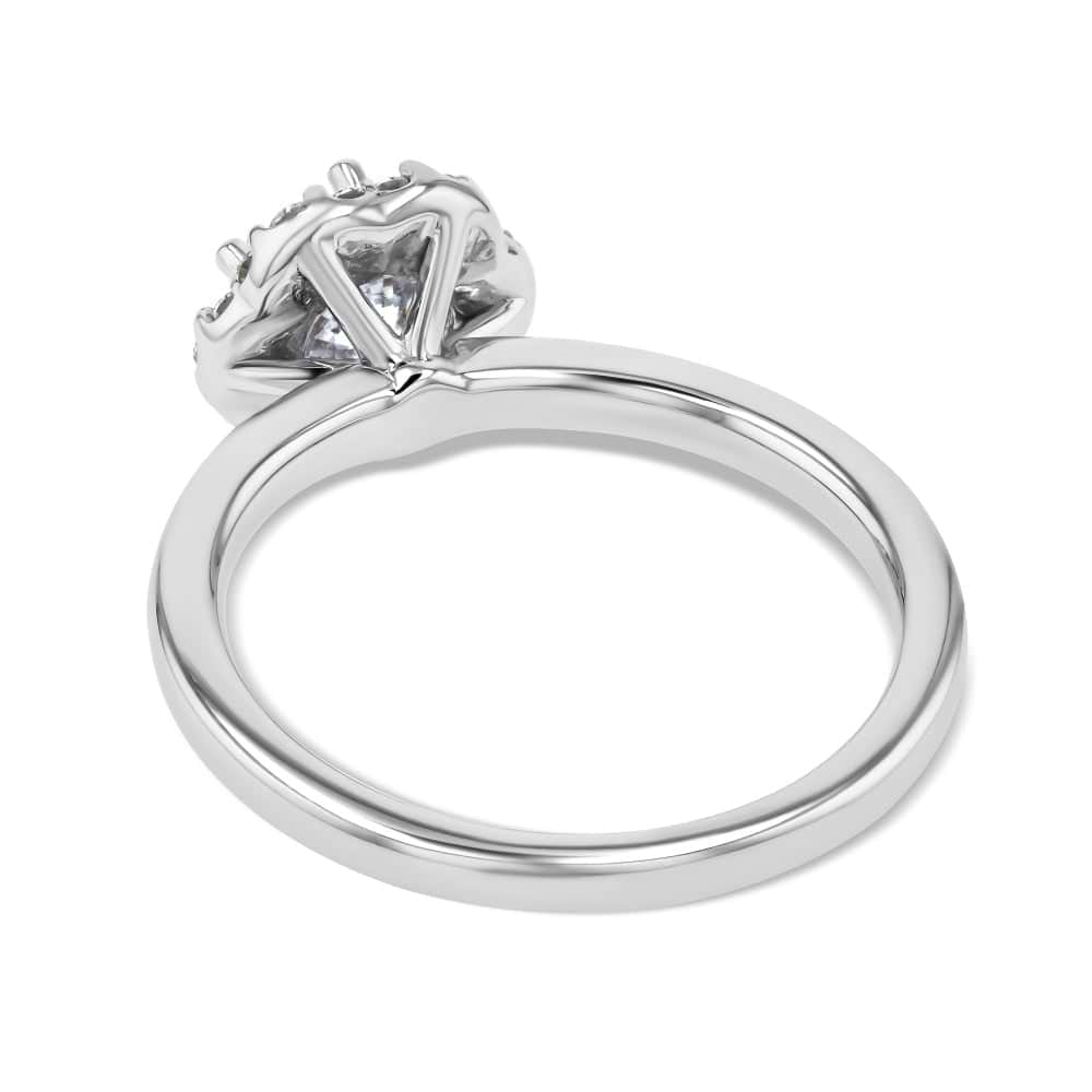 Shown here with a 1.0ct Round Cut Lab Grown Diamond center stone in 14K White Gold