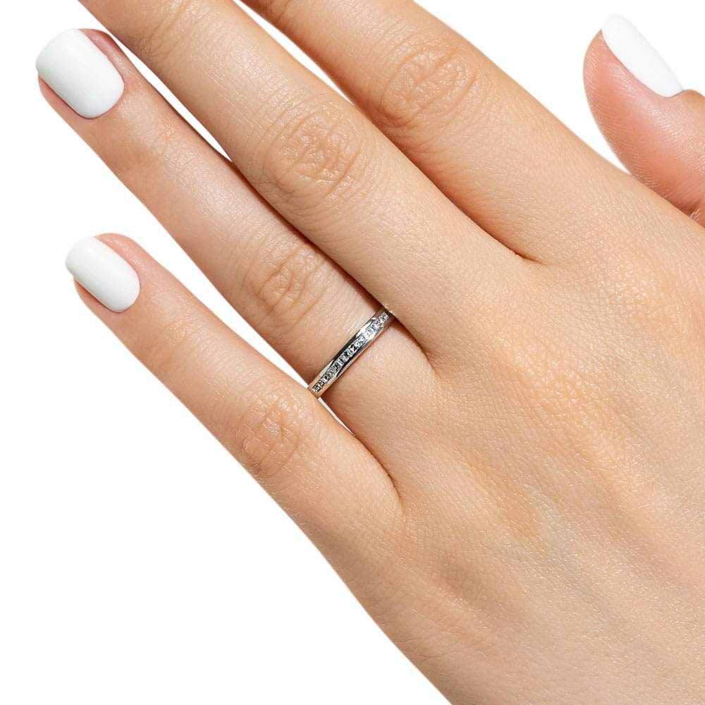 Channel set diamond accented wedding band | Channel set diamond accented wedding band 