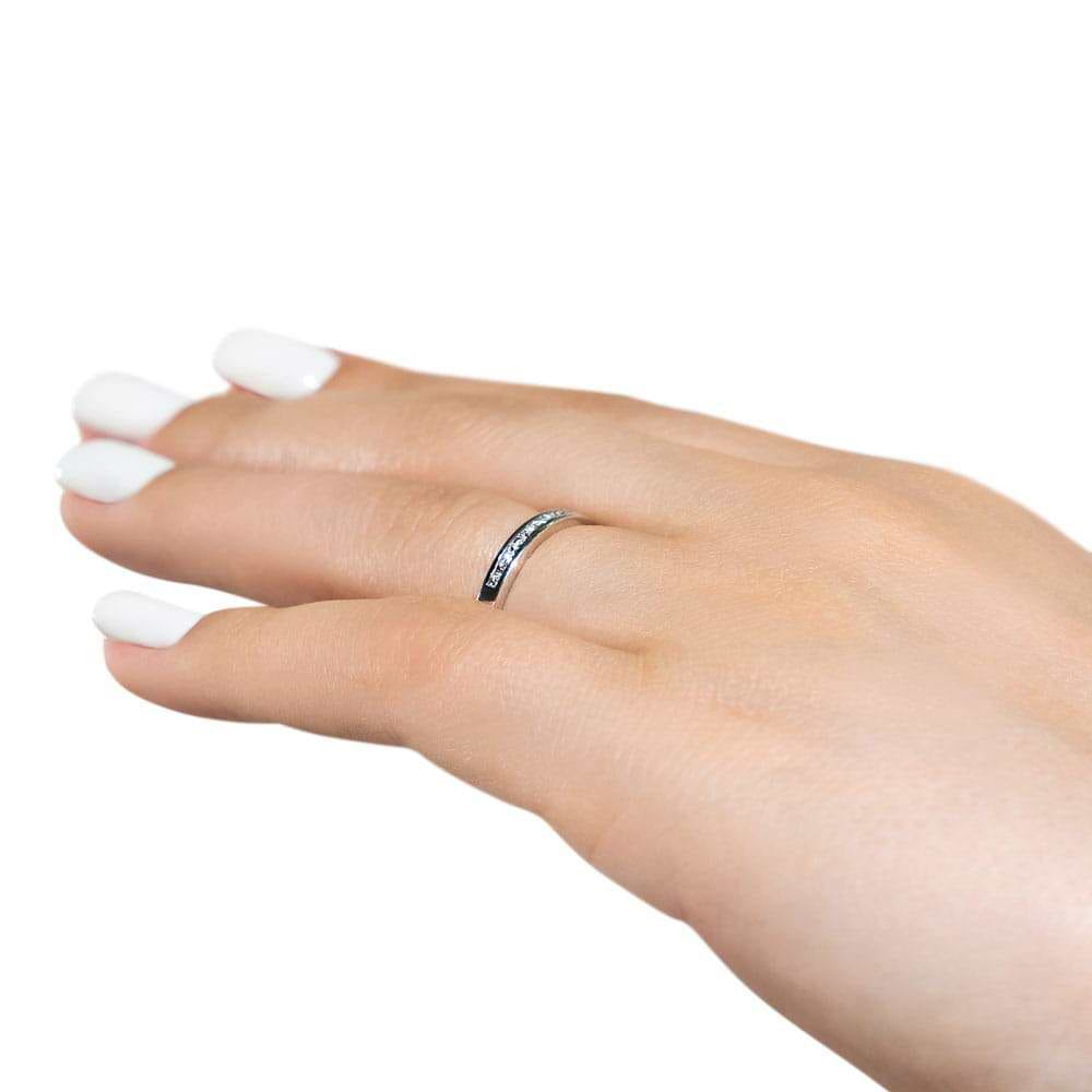Channel set diamond accented wedding band | Channel set diamond accented wedding band 