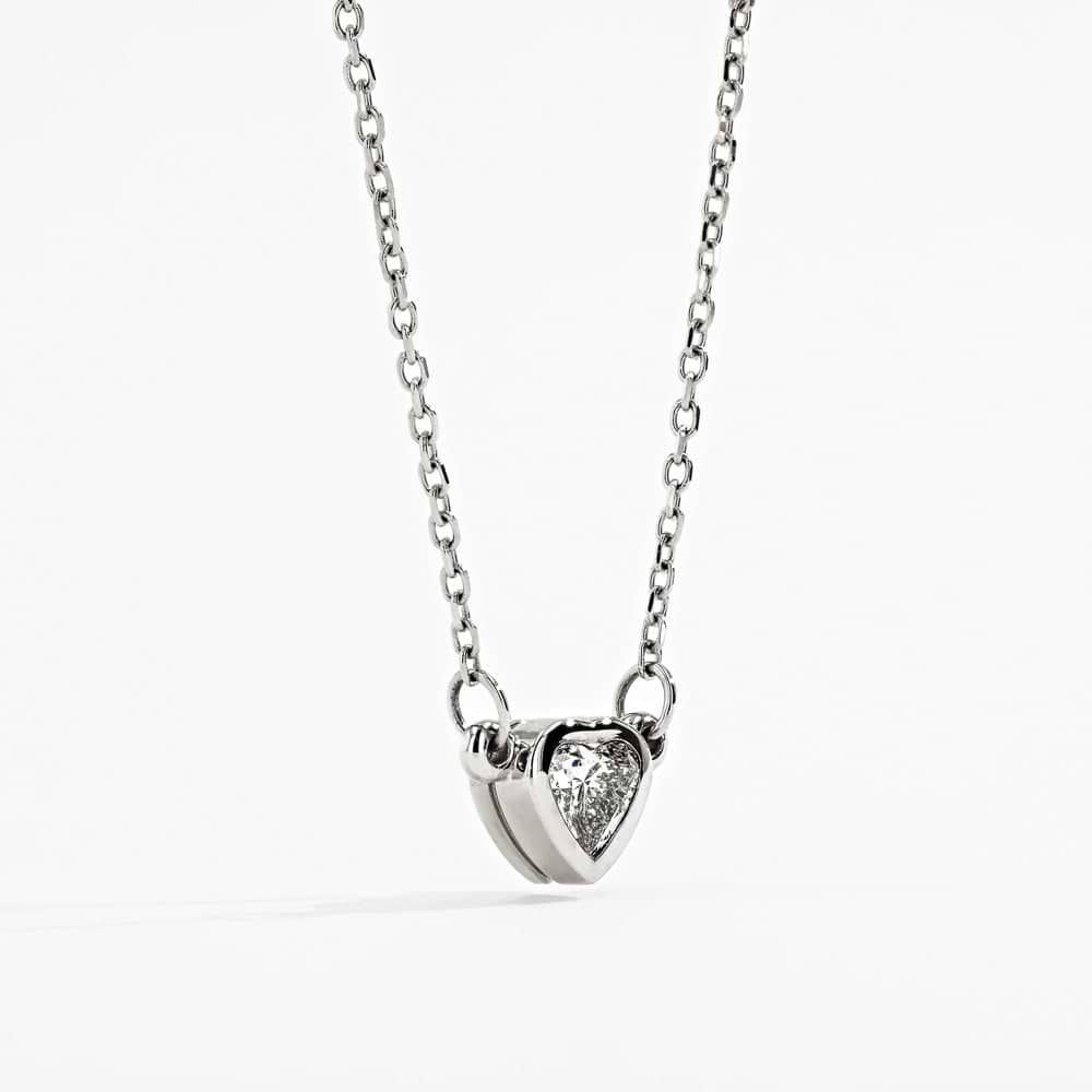 Bezel Heart Necklace - 0.25ct Lab-Grown Diamond 14K White Gold (RTS)