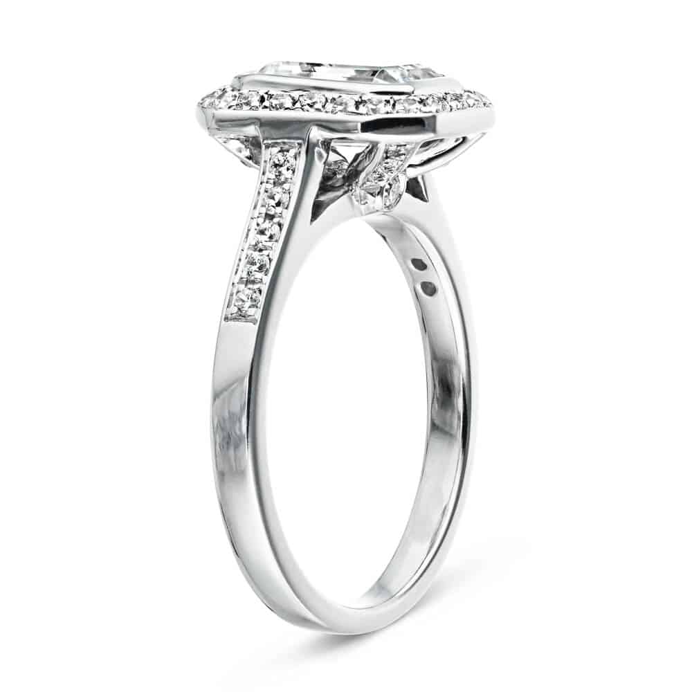 Shown with 1ct Emerald Cut Lab Grown Diamond in 14k White Gold