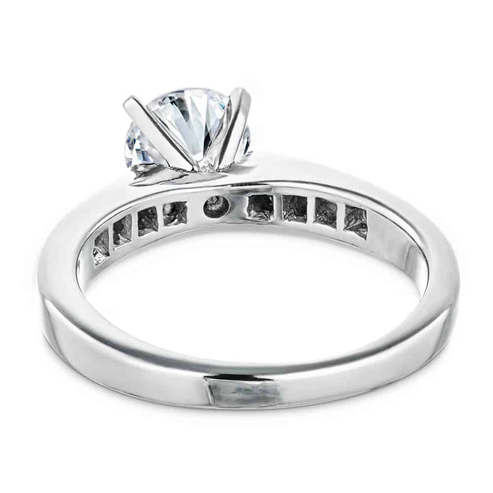 Shown with 1ct Round Cut Lab Grown Diamond in 14k White Gold