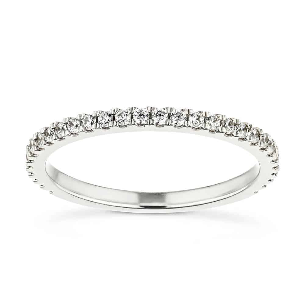 Diamond accented wedding band in recycled 14K white gold | Diamond accented wedding band in recycled 14K white gold