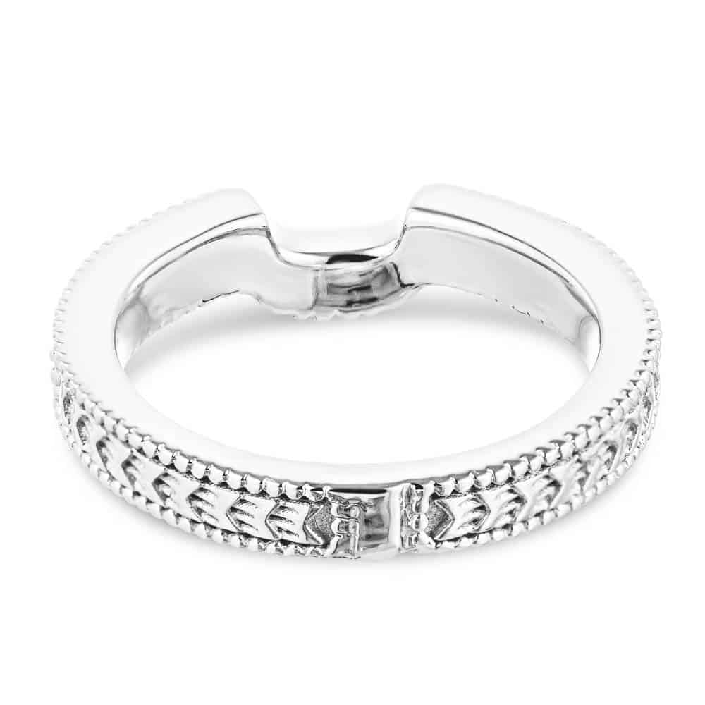 Curved diamond accented filigree detailed wedding band in recycled 14K white gold to match the Honey Engagement ring | Curved diamond accented filigree detailed wedding band in recycled 14K white gold to match the Honey Engagement ring