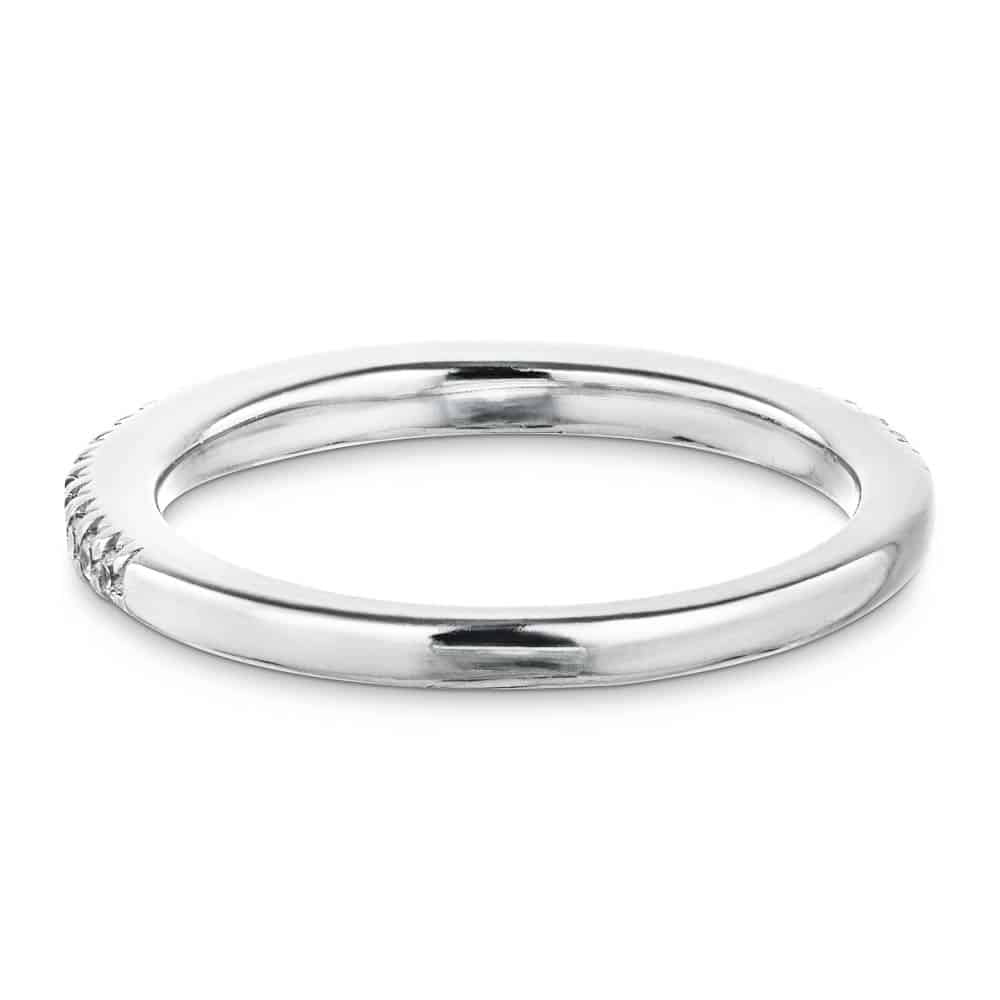 Diamond accented wedding band in recycled 14K white gold 