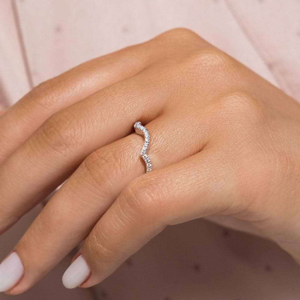 Curved diamond accented wedding band made to fit the Infinity Engagement ring | Curved diamond accented wedding band made to fit the Infinity Engagement ring