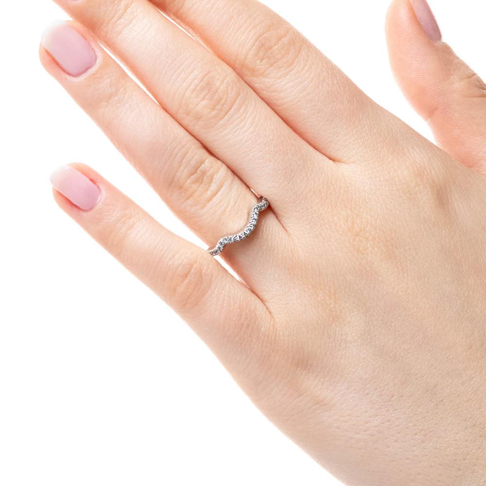 Curved diamond accented wedding band made to fit the Infinity Engagement ring | Curved diamond accented wedding band made to fit the Infinity Engagement ring