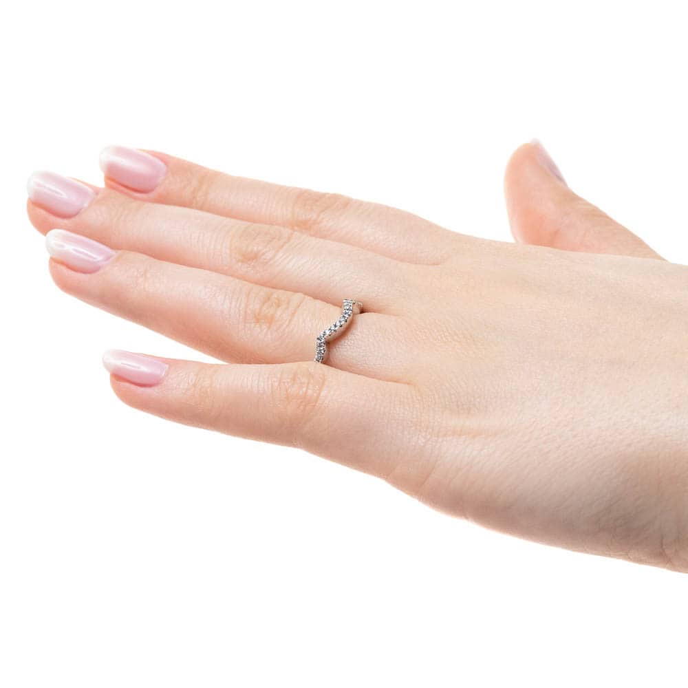 Curved diamond accented wedding band made to fit the Infinity Engagement ring | Curved diamond accented wedding band made to fit the Infinity Engagement ring