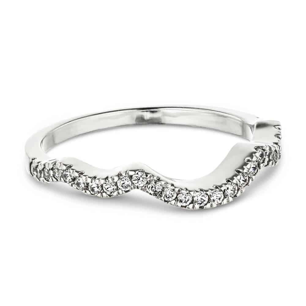 Curved diamond accented wedding band made to fit the Infinity Engagement ring 