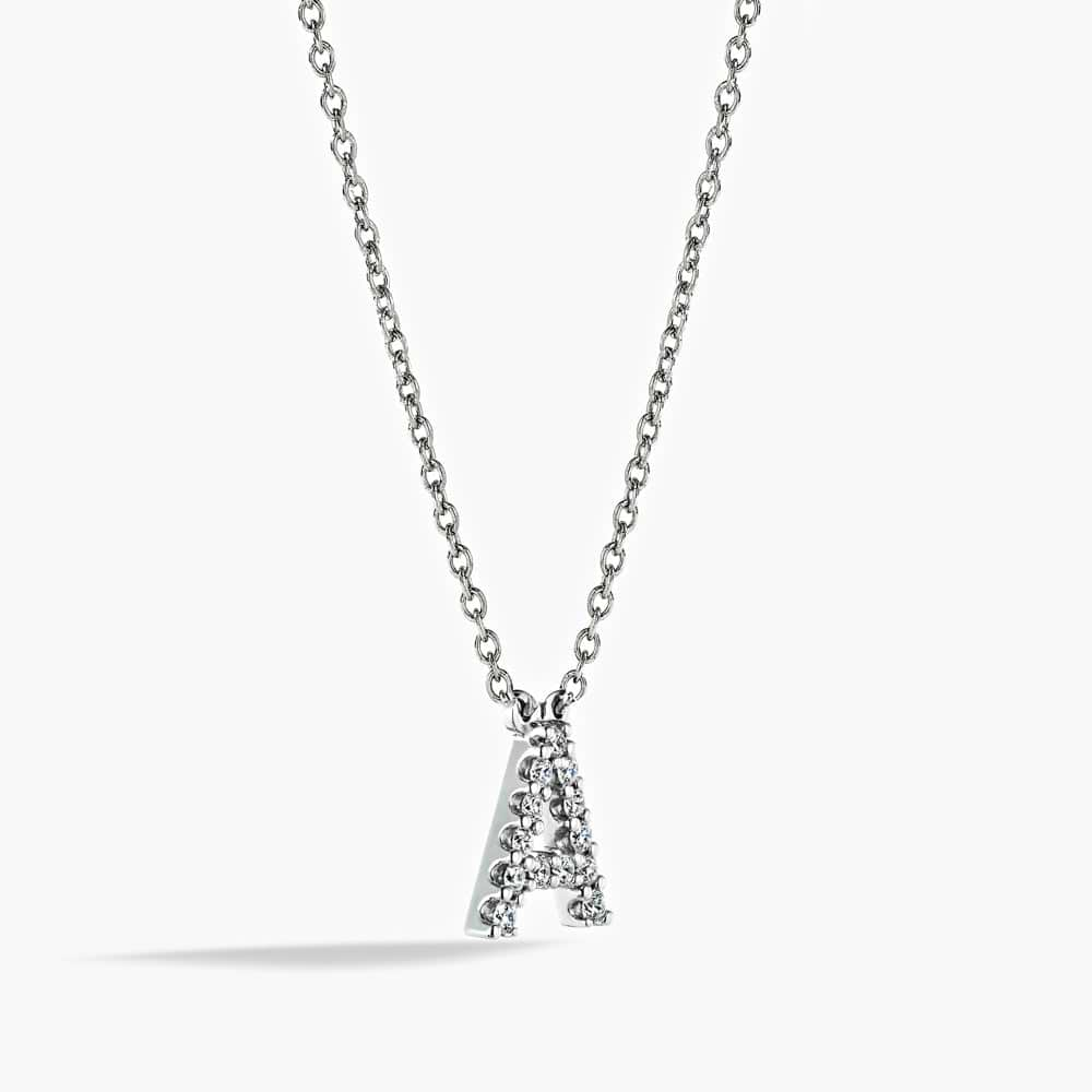 Initial necklace with 0.16ctw recycled diamonds in 14K white gold 