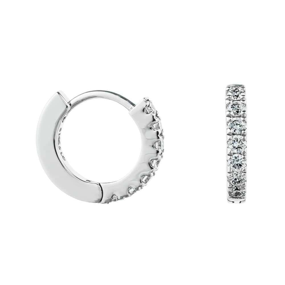 10mm Lab Grown Diamond Huggies shown in white gold 