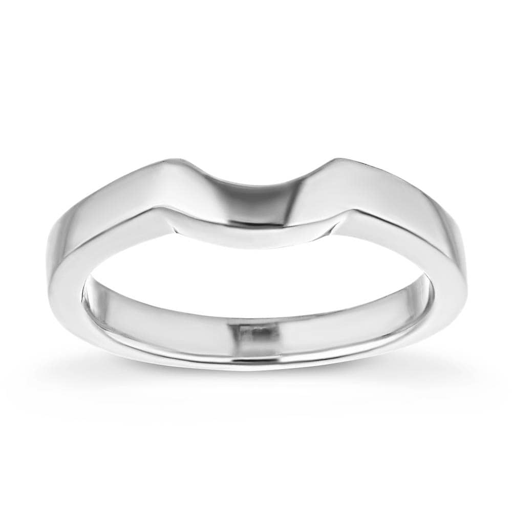 Curved wedding band in recycled 14K white gold to fit the Lucy Engagement ring 