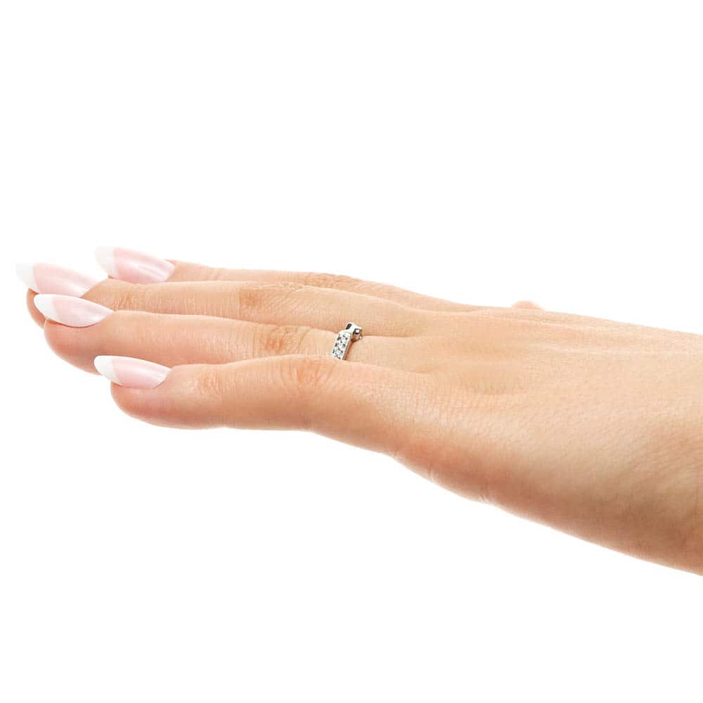 Diamond accented wedding band made to fit the Luxury Antique Engagement ring in recycled 14K white gold | Diamond accented wedding band made to fit the Luxury Antique Engagement ring in recycled 14K white gold