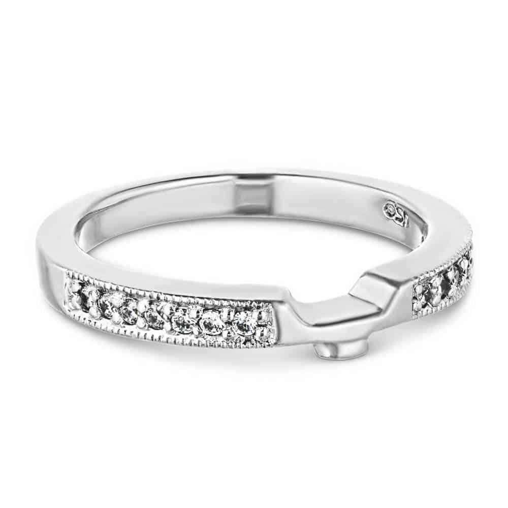 Diamond accented wedding band made to fit the Luxury Antique Engagement ring in recycled 14K white gold | Diamond accented wedding band made to fit the Luxury Antique Engagement ring in recycled 14K white gold
