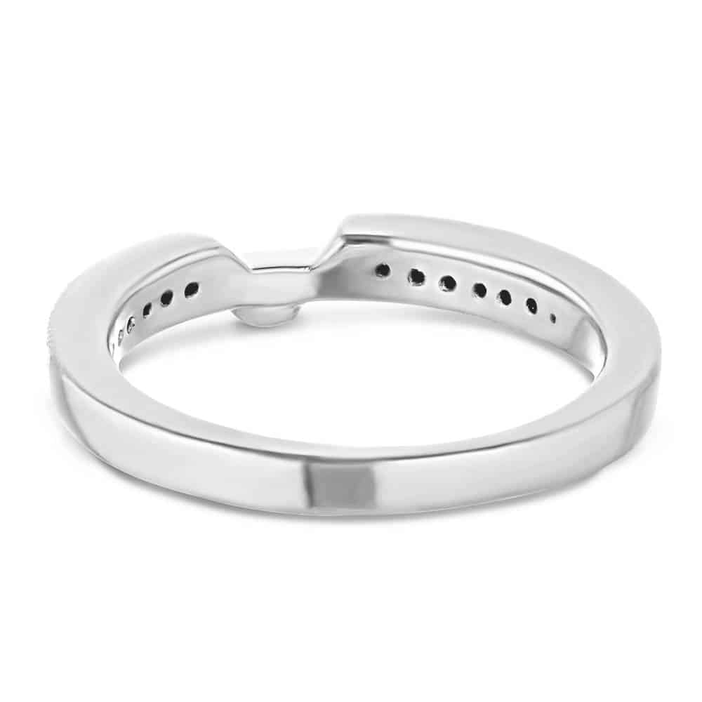 Diamond accented wedding band made to fit the Luxury Antique Engagement ring in recycled 14K white gold | Diamond accented wedding band made to fit the Luxury Antique Engagement ring in recycled 14K white gold