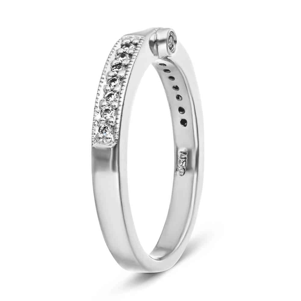 Diamond accented wedding band made to fit the Luxury Antique Engagement ring in recycled 14K white gold | Diamond accented wedding band made to fit the Luxury Antique Engagement ring in recycled 14K white gold