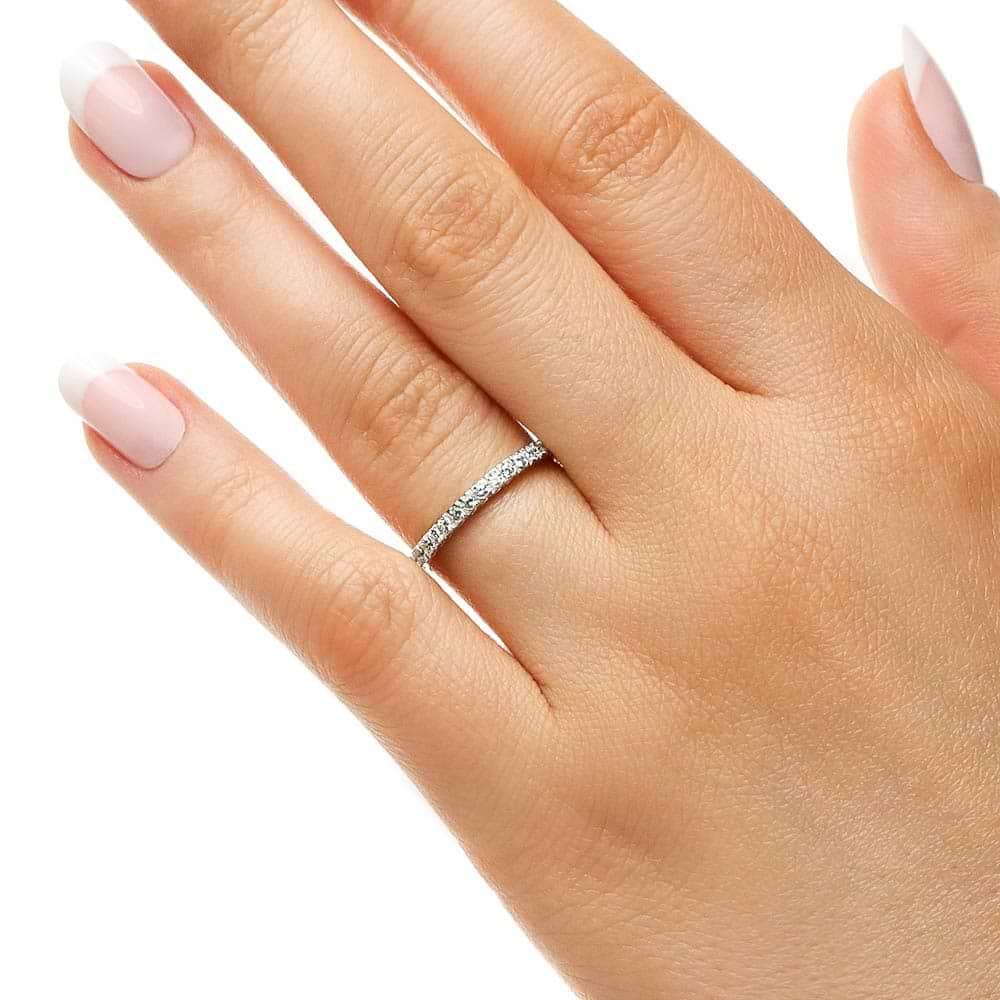 Diamond wedding band made to match the Marilyn Engagement ring in recycled 14K white gold 