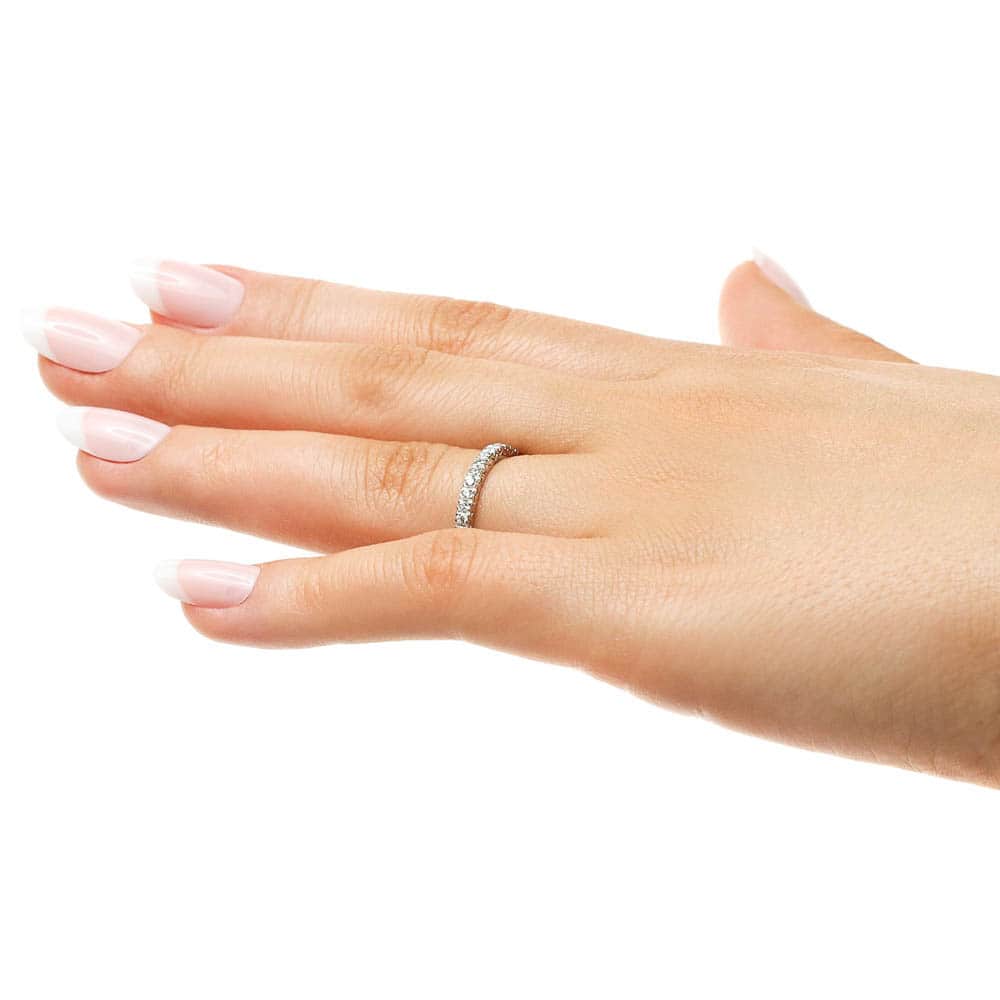 Diamond wedding band made to match the Marilyn Engagement ring in recycled 14K white gold | Diamond wedding band made to match the Marilyn Engagement ring in recycled 14K white gold