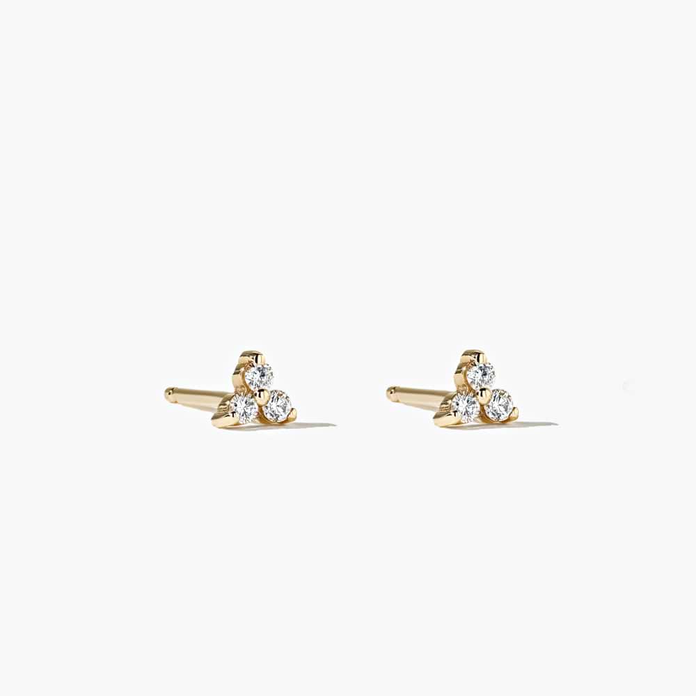Micro Cluster Lab Grown Diamond Earrings Shown in 14K Yellow Gold|Micro cluster round cut earrings shown in 14k yellow gold metal