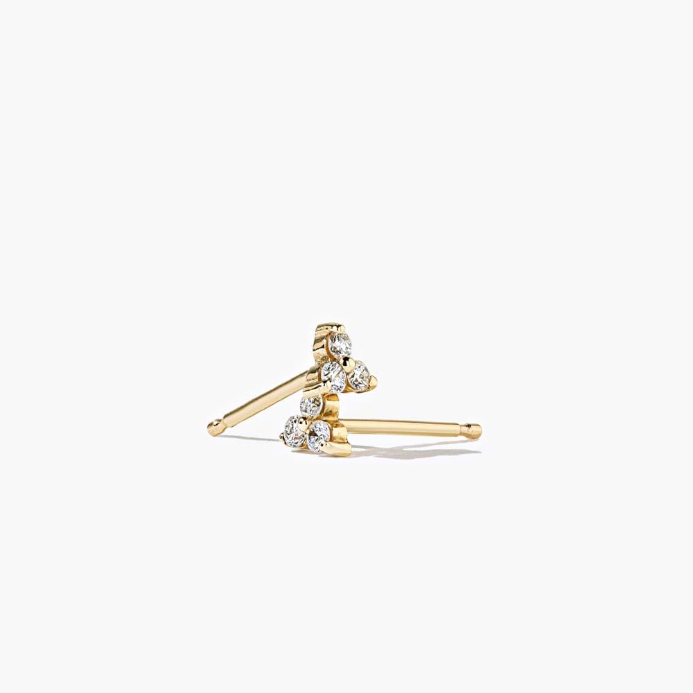 Micro Cluster Lab Grown Diamond Earrings Shown in 14K Yellow Gold|Micro cluster round cut earrings shown in 14k yellow gold metal