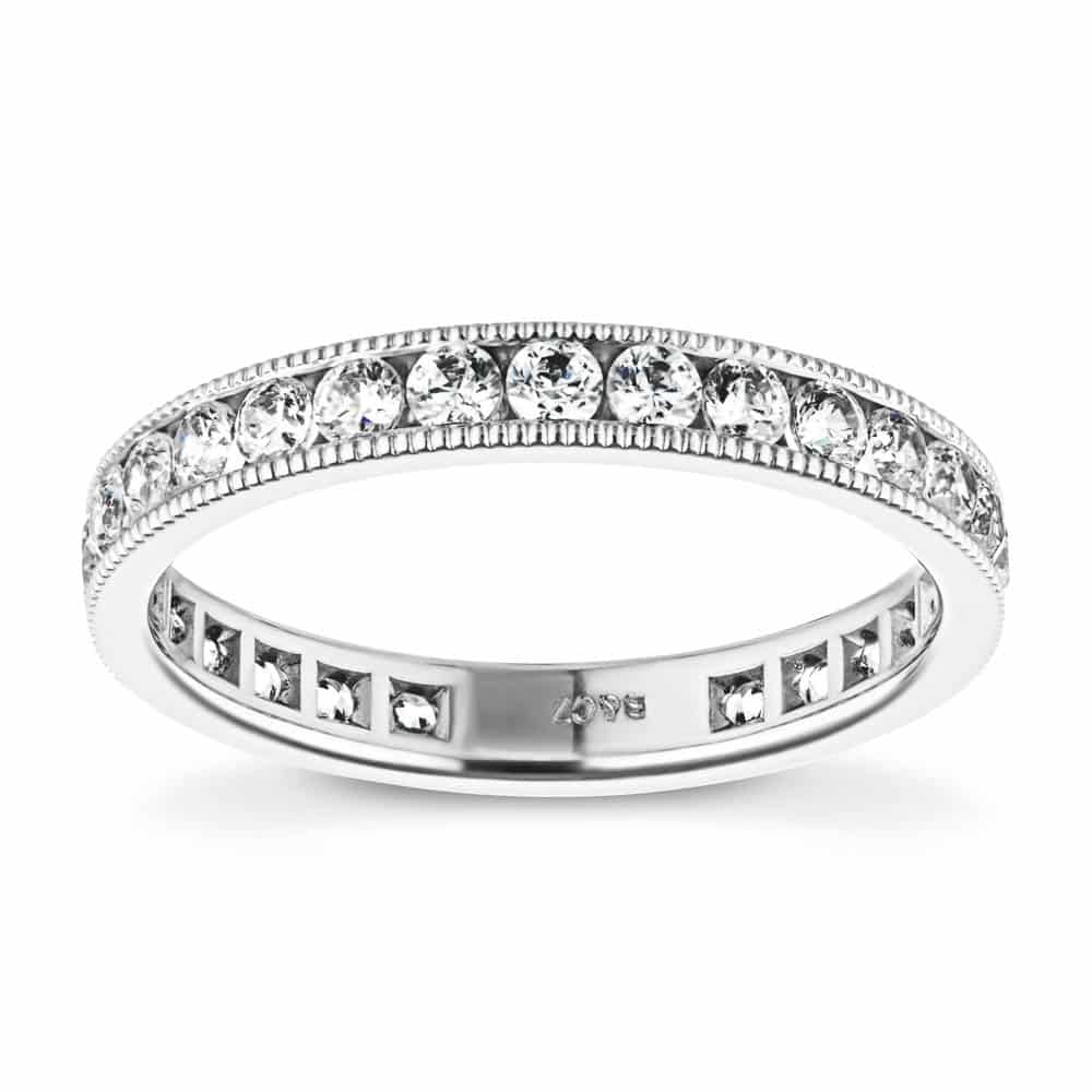 1.0ctw lab-grown diamond milgrain eternity band 