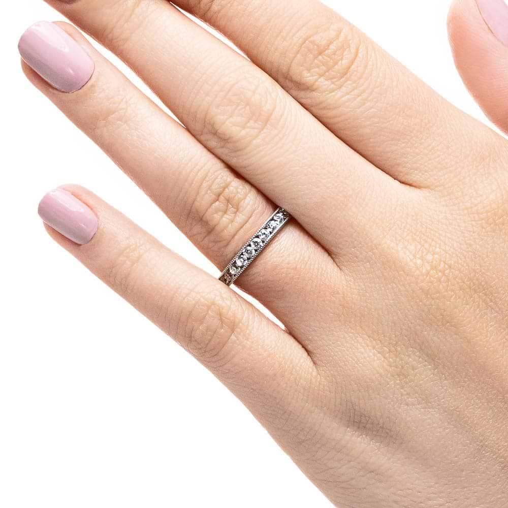 1.0ctw lab-grown diamond milgrain eternity band | Affordable Eternity Wedding Band in Lab-grown diamonds