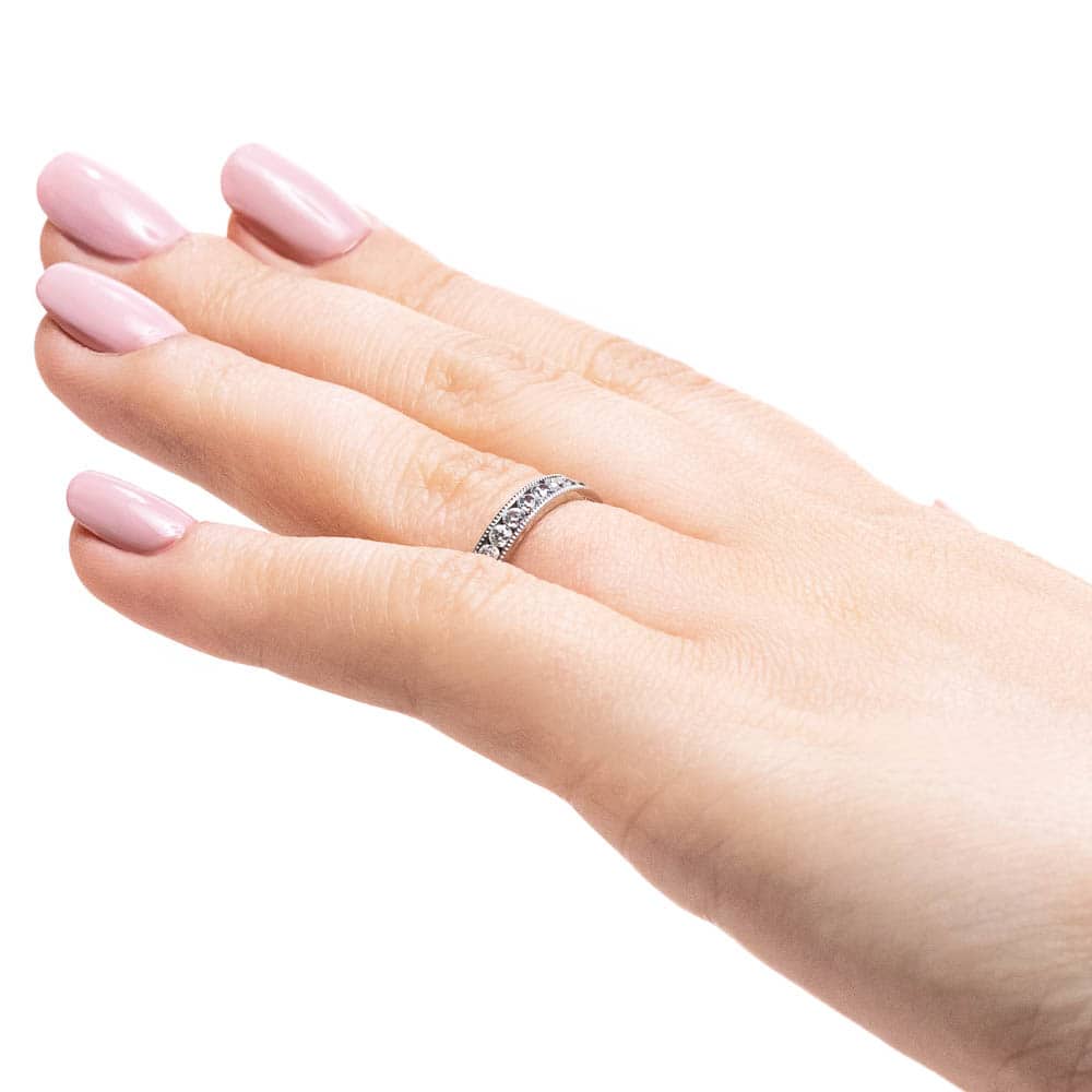 1.0ctw lab-grown diamond milgrain eternity band | Affordable Eternity Wedding Band in Lab-grown diamonds