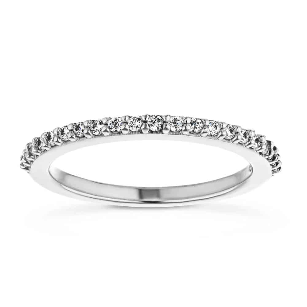 Diamond accented wedding band in recycled 14K white gold made to fit the Milky Way Engagement Ring 