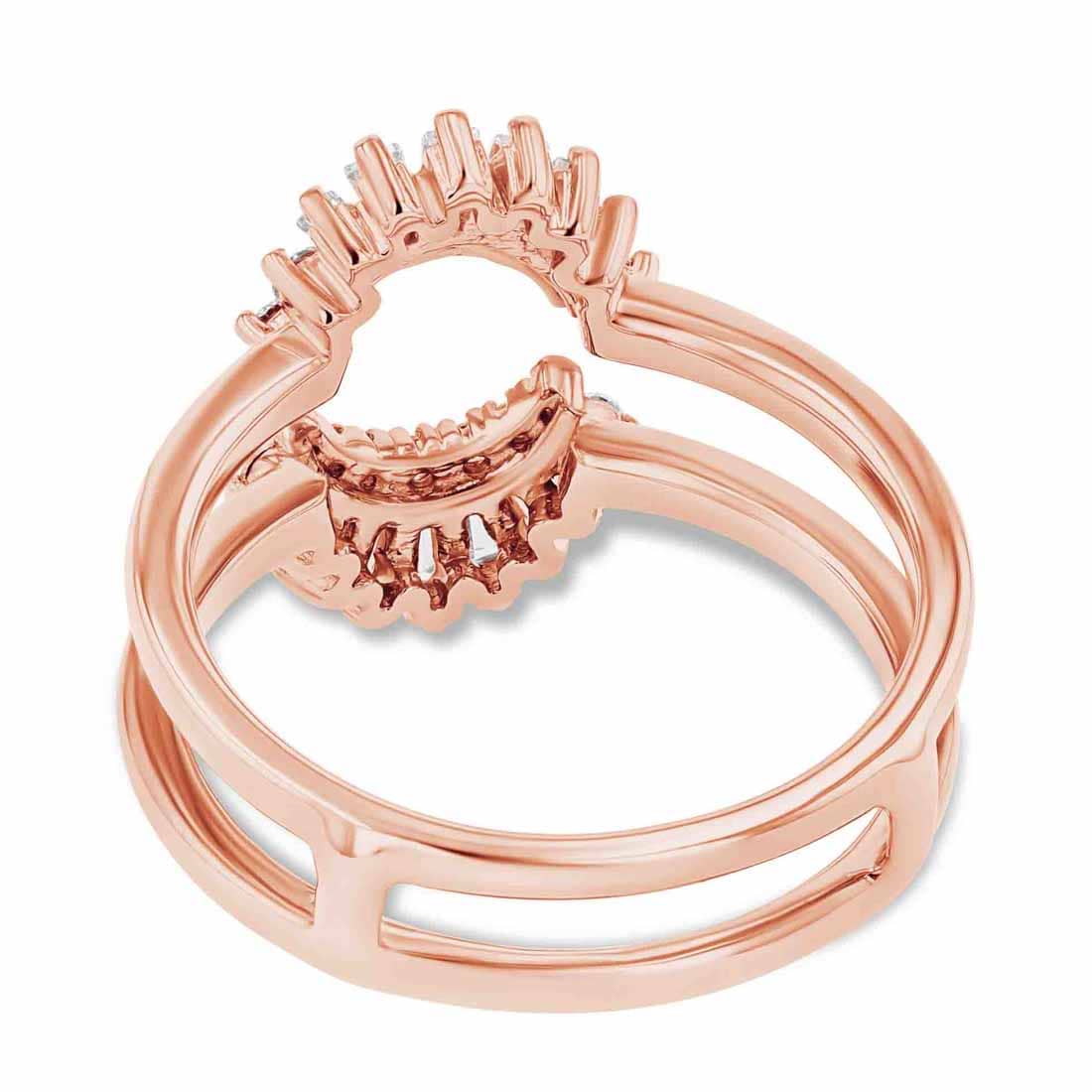 Shown in 14K Rose Gold|beautiful double halo ring guard with 0.50ct set in 14k rose gold