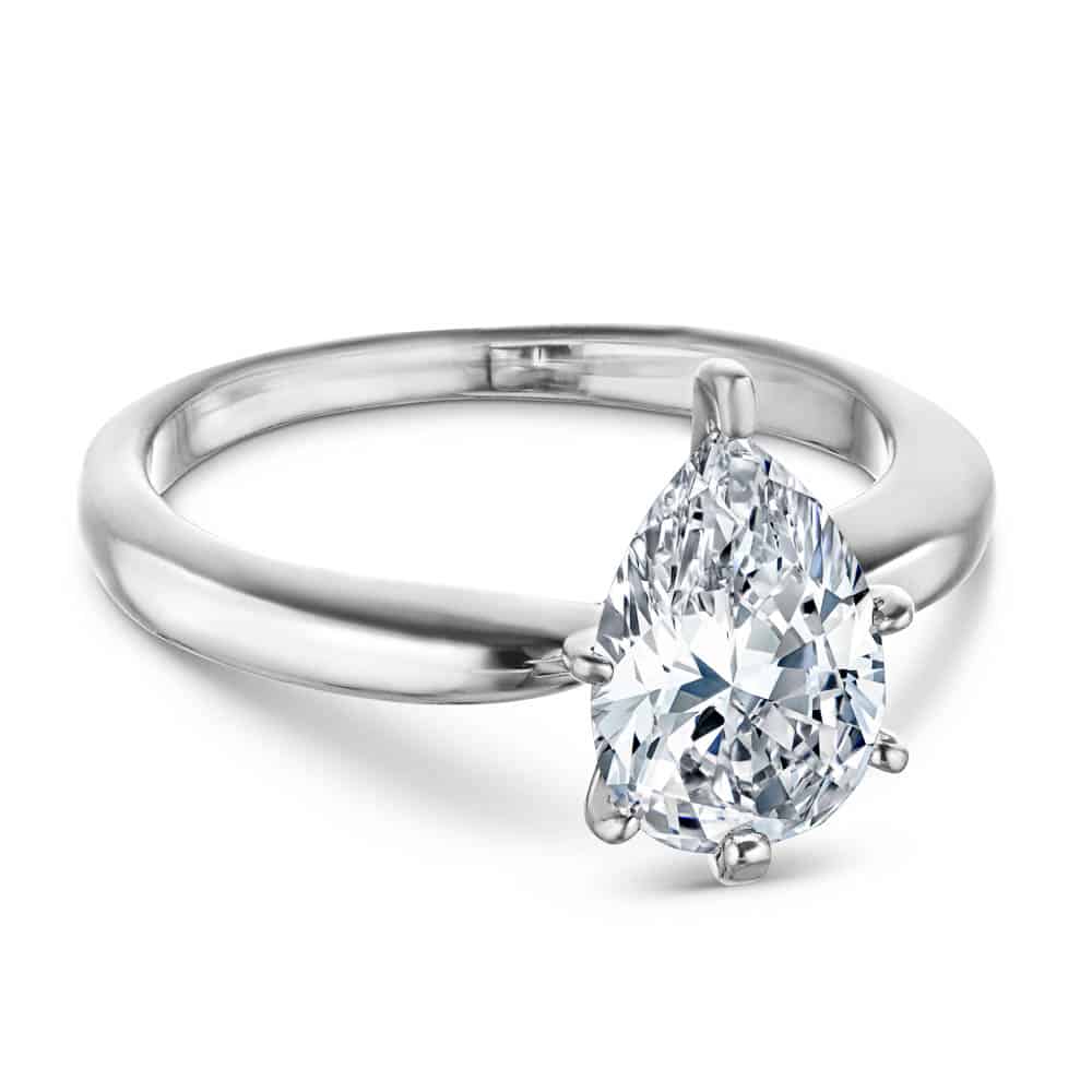 Shown with 1ct Pear Cut Lab Grown Diamond in 14k White Gold