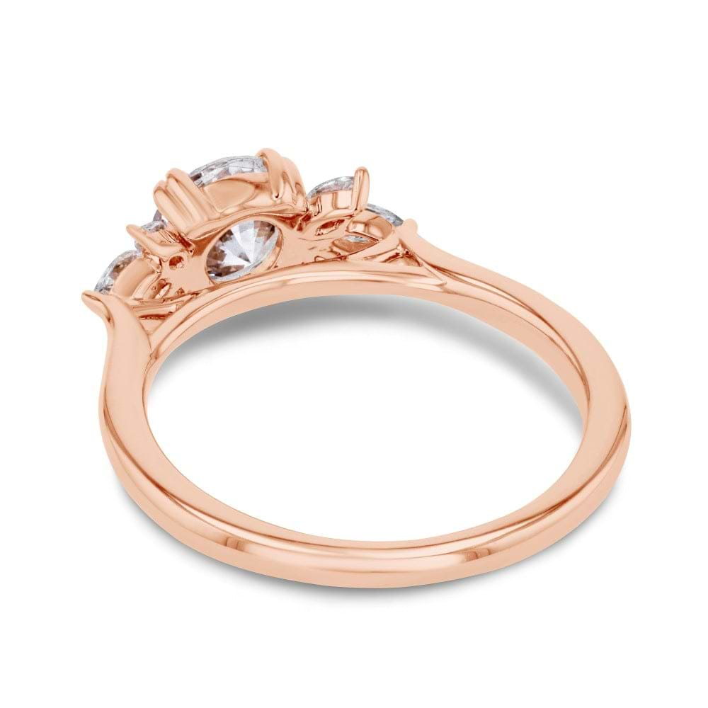 Shown here with a 1.0ct Round Cut Lab Grown Diamond center stone in 14K Rose Gold