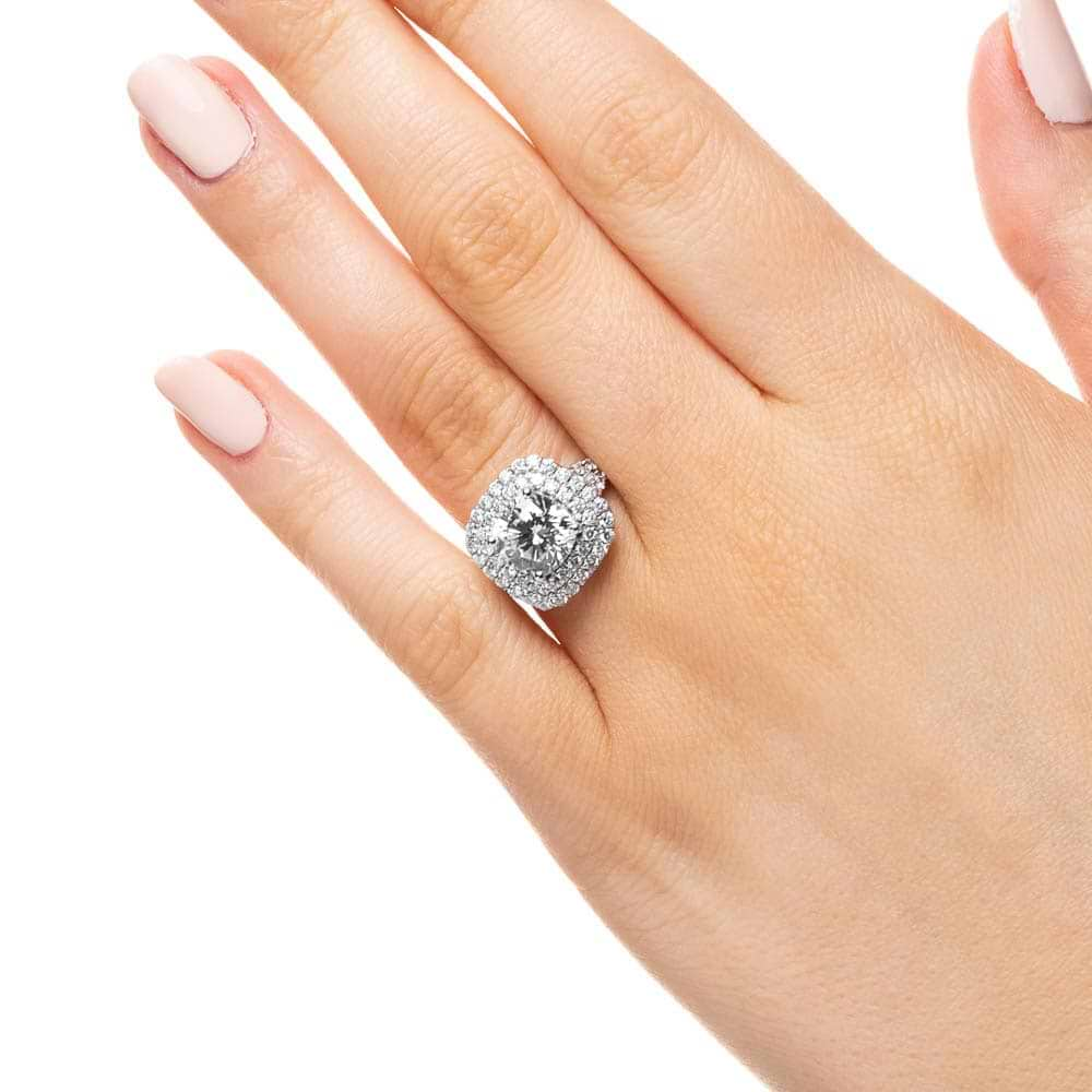 Shown with 1ct Cushion Cut Lab Grown Diamond in 14k White Gold