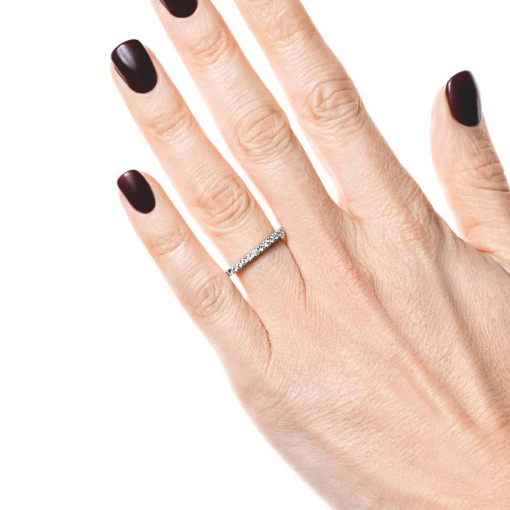 Diamond accented wedding band in recycled 14K white gold made to fit the Novu Engagement Ring | matching wedding band Diamond accented wedding band in recycled 14K white gold made to fit the Novu Engagement Ring