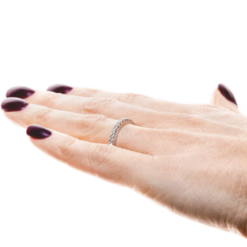 Diamond accented wedding band in recycled 14K white gold made to fit the Novu Engagement Ring | matching wedding band Diamond accented wedding band in recycled 14K white gold made to fit the Novu Engagement Ring