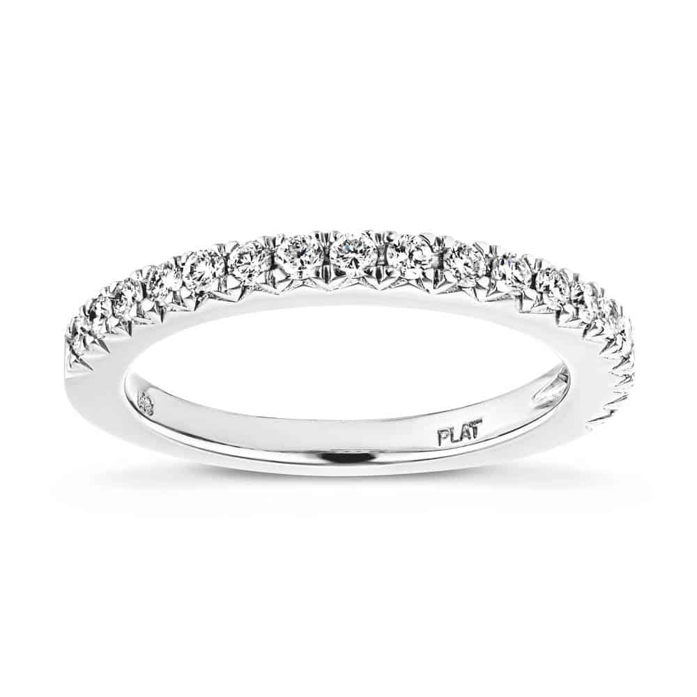 Novu Diamond Accented Wedding Band shown in Platinum|Novu Diamond Accented Wedding Band shown in Platinum