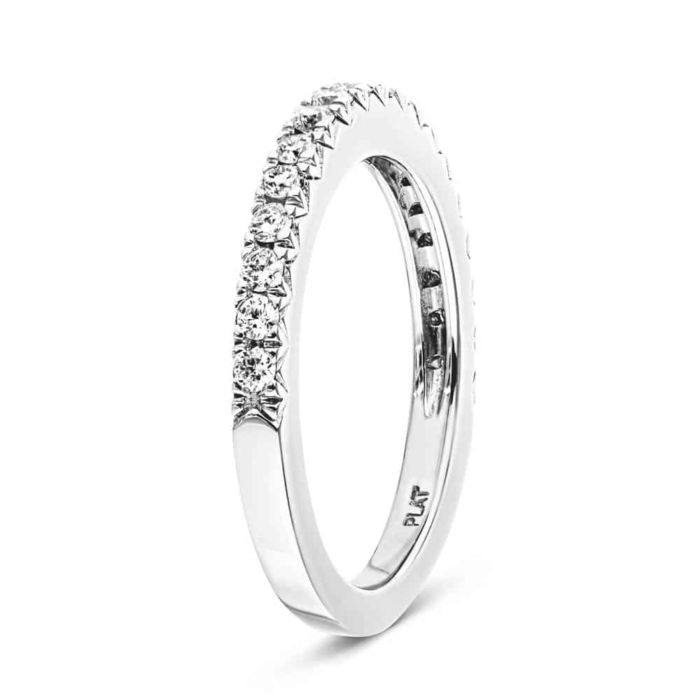 Diamond accented wedding band in recycled 14K white gold made to fit the Novu Engagement Ring | matching wedding band Diamond accented wedding band in recycled 14K white gold made to fit the Novu Engagement Ring