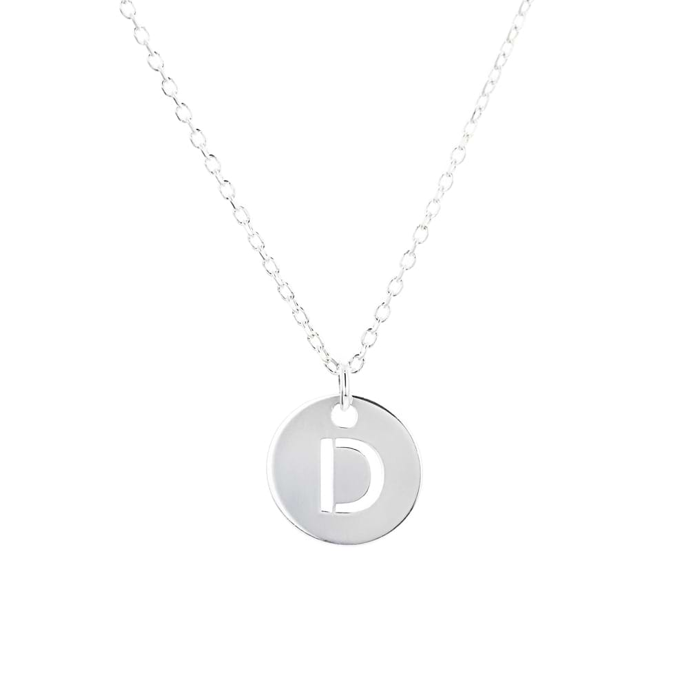 Open Initial Disc Necklace available in recycled 14K white gold, rose gold or yellow gold on a 16-18 inch chain. 