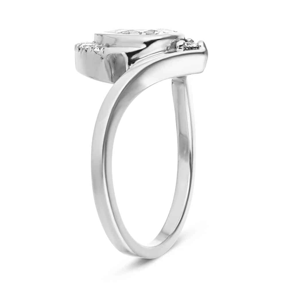 Shown with 1ct Pear Cut Lab Grown Diamond in 14k White Gold