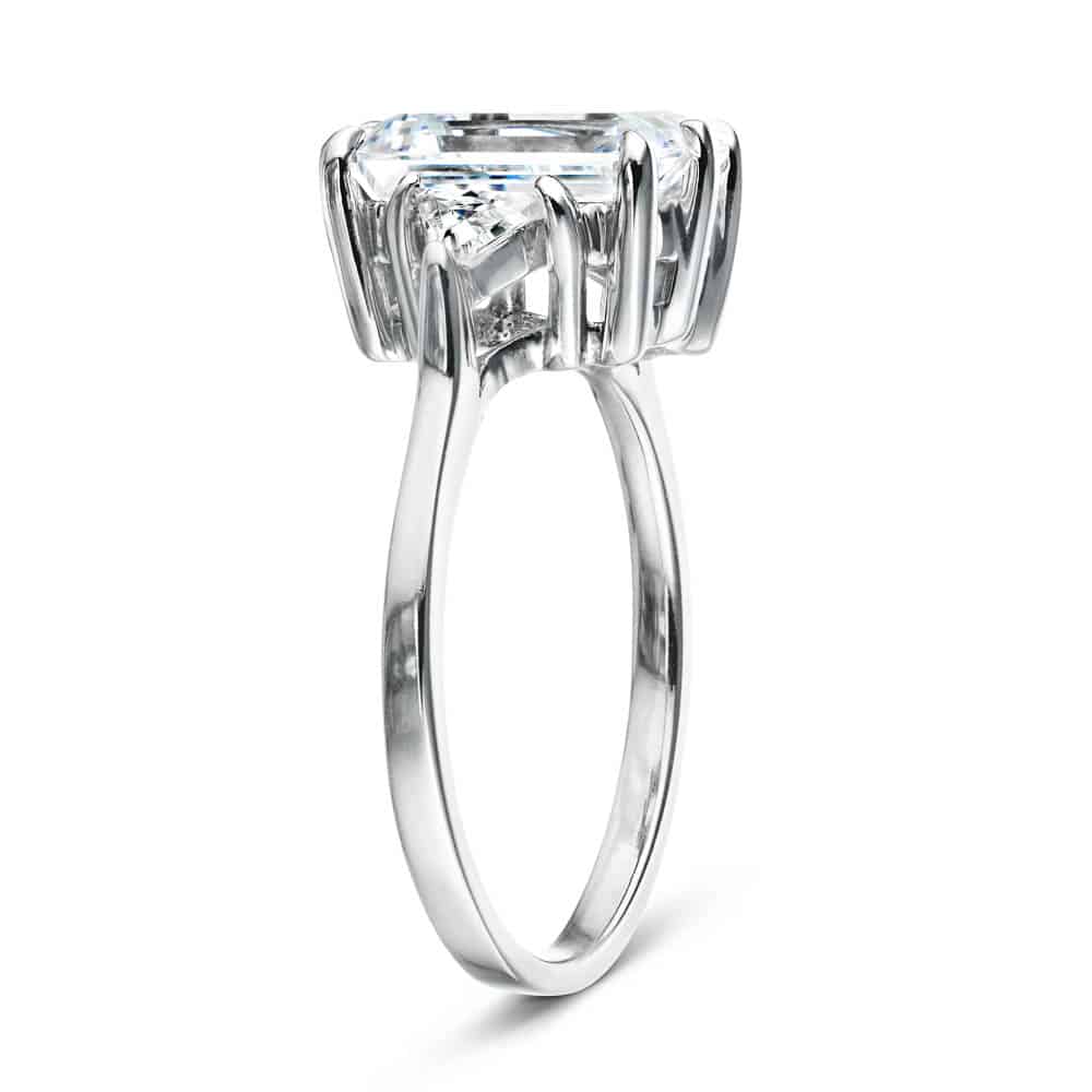 Shown with a 2ct Emerald Cut &amp; Two Triangle Cut Lab Grown Diamonds