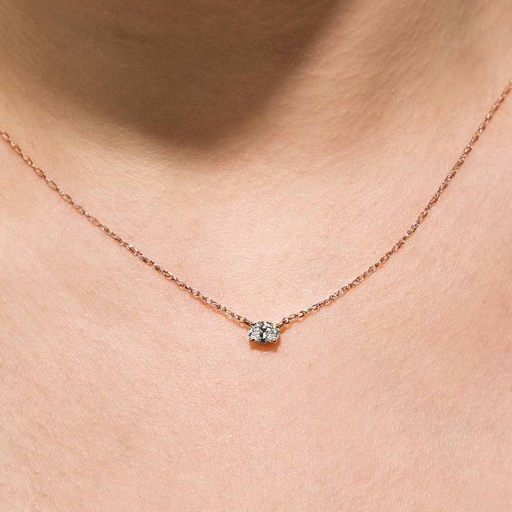 Petite Oval Basket Necklace in 14K rose gold 