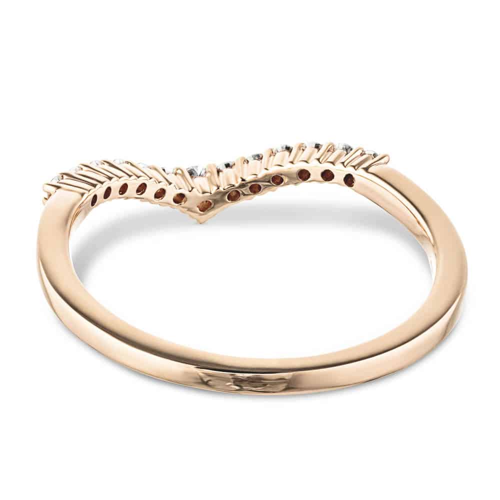 Penelope V shaped wedding band with accenting diamonds in recycled 14K rose gold 