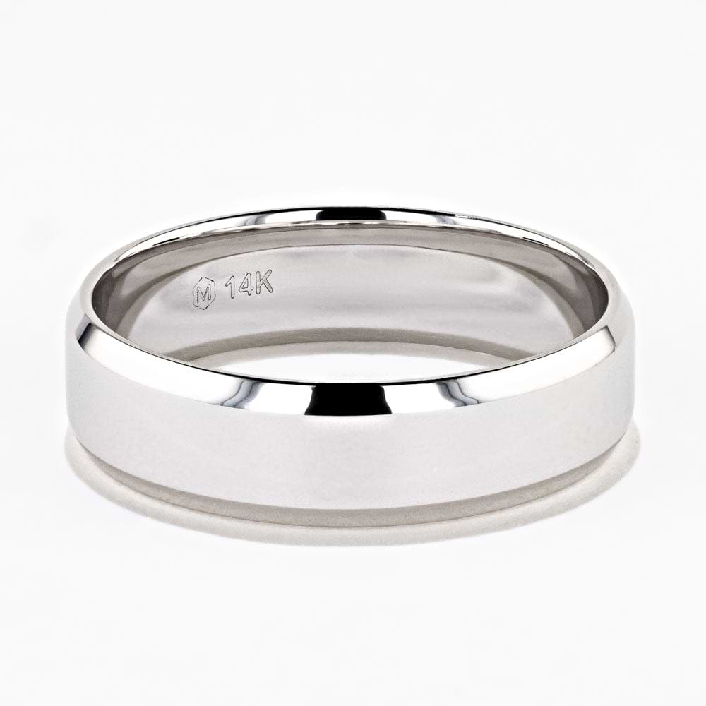 Ridge Mens Wedding Band (RTS) - 14k White Gold