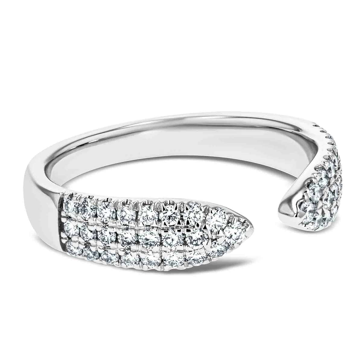 Shown in 14K White Gold|pave set open band ring with lab grown diamonds in 14k white gold