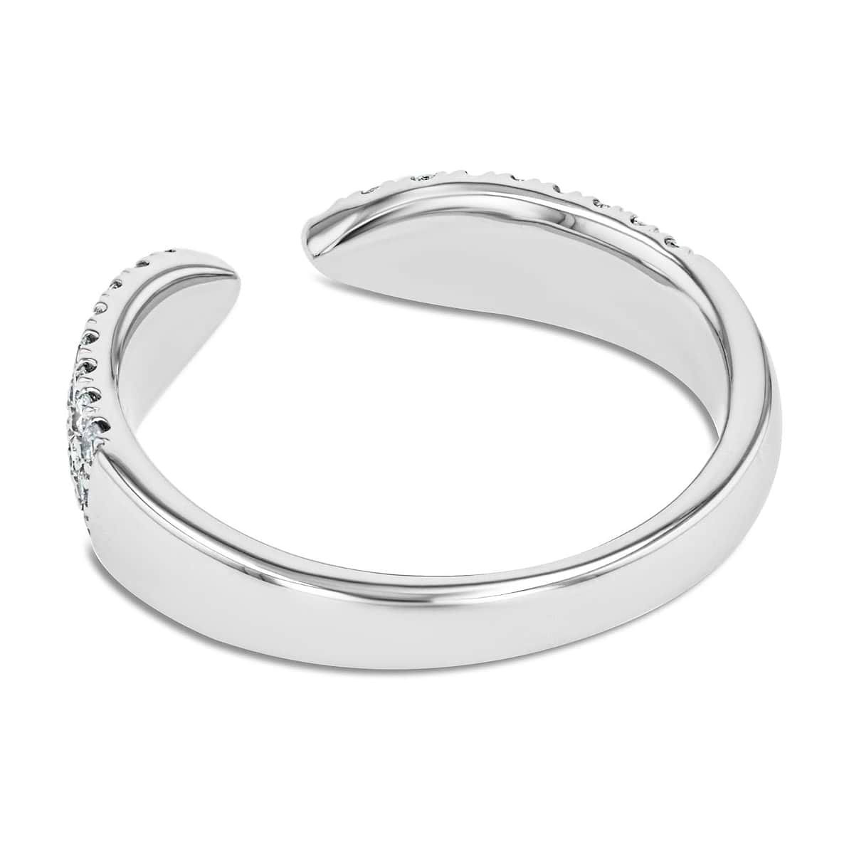 Shown in 14K White Gold|pave set open band ring with lab grown diamonds in 14k white gold