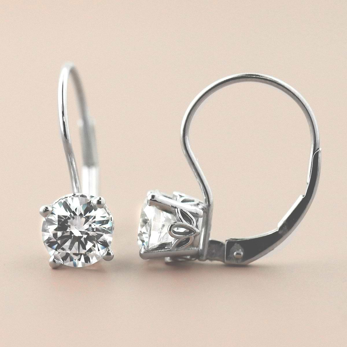 Scroll Drop Earrings in 14K white gold 